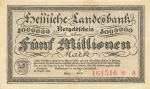 Hessian State Bank Five million marks Darmstadt August 22, 1923 emergency money