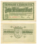 Hessische Landesbank Zehn Millionen Mark Gutschein Darmstadt 1. September 1923 Notgeld