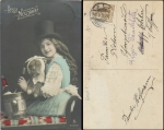 Neujahr Kind mit Boxer Hund Serie 4228/5, o 10.12.1911