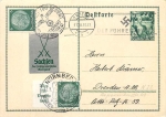 Anniversary of the seizure of power in 1938 postal stationery 6 Pfennig special stamp with sticker 