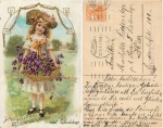 Jugendstil goldschnitt Geburtstagskarte o 22.9.1916