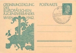 Founding conference of the European Youth Association postal stationary 6 Pfennig Hitler special cancellation Vienna September 13, 1942