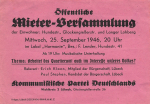 KPD Luebeck leaflet for the tenants' meeting Hundstrasse Glockengiesserstrasse and Lang Lohberg 1946