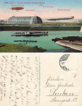 Kaditz Dresden Zeppelinhalle mit Parseval Luftschiff Elbdamper Bohemia o 1915