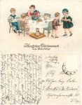 Kaffeetafel Katze Geburtstagskarte o ca. 1920