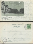 Karlsruhe Marktplatz Mondschein Litho vonm Warenhaus Hermann Tietz o 18.10.1898