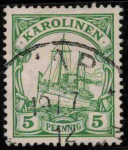 Karolinen Deutsche Post Michel 8 o gestempelt Kaiseryacht