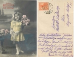 Mädchen mit Rosen Geburtstags Serienkarte ERB 191/3 o 23.9.1919