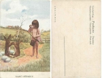 Kind mit Fernglas und Osterhasen * um 1900