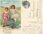 Geburtstag Goldschnitt Farblitho Kinder o 21.7.14
