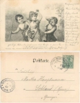 Children Theo Stroefer artist card Series VIII No. 5634a railway postmark 9.11.1900 Zittau-Reichenau train 2612