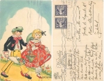Kinder mit Blumen Künstlerkarte Ingeborg Klein o 6.5.1937
