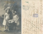 Mädchen mit Blumenkorb Serienkarte1203/04 Geburtstag  o 25.7.1909