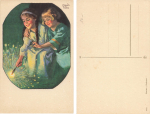 Children with fireworks Maxim Truebe artist card No. 2061 * around 1920