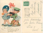 Kinder mit Geschenkschachteln und Hund Dolly-Serie o 27.2.1930