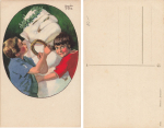 Children with Snowman Maxim Truebe Artist Card No. 2062 * ca. 1920