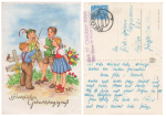 Kinderkarte Propagandastempel Am 17 Oktober 1954 Deine Stimme für Einheit und Frieden