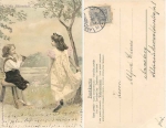 Boy with a flute flower fragrance artist card o 20.6.1905