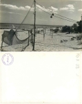 17459 Koelpinsee Usedom beach with fishing nets printer's copy around 1958 Hanich