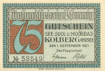 Kolberg Ostsee Pommern Kolobrzeg Notgeldschein 1921