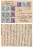 Control Council issue tenfold franking on postal stationery 12 Pfennig o Dresden A29 August 25, 1948 to Ruhland