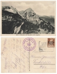 Kreuzjoch railway postmark Garmisch Munich Zug 1362 1.8.1921