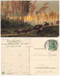Heimtrieb artist card Jean Francois Millet railway postmark Dresden Konigsbruck train 2736 September 18, 1908