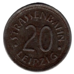 Leipzig tram token 20 pfennigs