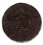 Leipzig tram token 10 pfennigs 1921