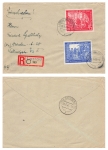 Leipziger Messe 1947 Michel 965 966 auf R-Brief  o Lastau 26.9.1947 nach Dresden