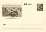 Get to know Germany! Duisburg harbor postal stationary 6 Pfennig Hindenburg brown * 1935