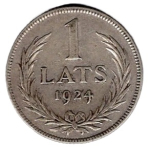 Latvia 1 Lats 1924 Silver Coin
