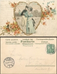 Loving couple heart gold cut embossed card o 9.8.1901