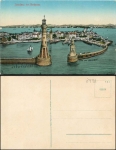 88131 Lindau Hafeneinfahrt mit Leuchtturm * ca. 1920