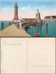 88131 Lindau harbor pier with light tower * approx. 1920