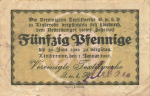 Linderode Textile Works Emergency Money Note Lipinki Luzyckie 1921
