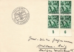 Seizure of power Michel 660 lower edge block of four on card special stamp Stuttgart January 30, 1938