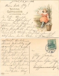 Mädchen mit Blumenkorb Geburtstagskarte o 1914