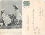 Children two girls needlework flowers o 22.5.1902