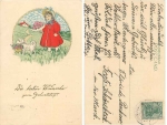 Child with Flowers and Dog Artist card o ca. 1915