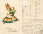 Mädchen mit Rosen Geburtstagskarte o 1925