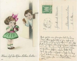 Girl with Ball Boy with Chocolate Artist card o 25.10.1925