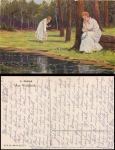 Women at the forest pond, artist's card Mailick Alfred No. 4257/1, o around 1920