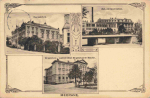 Meerane Sachsen Oberrealschule Bürgerschule WEb und Handelsschule Jugenstilkarte o 1913
