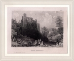 Meinigen Ruin Henneberg original steel engraving around 1850