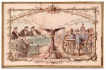 Law students and military original postcard drawing around 1900