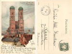 München Frauenkirche Künstlerkarte Heinrich Kley, o 11.8.1900