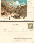 München Marienplatz, Künstlerkarte Karl Heinisch, o ca.1900