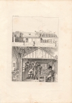 Munich the Arch-Noe original copper engraving with bowling alley around 1810