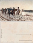 hessischer Offizier Carte cabinet Cabinet-Karte um 1900Kaiser Napoleon zu Pferde mit seiner Armee Künstlerkarte *um 1910